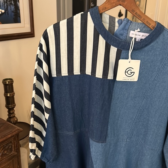 NWT Creative Genius Patchwork Denim Dress - Picture 4 of 7